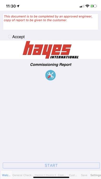 Hayes Commissioning App