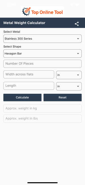 Metals Weight Calculator