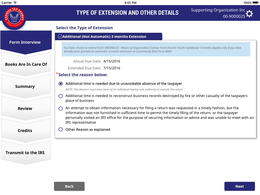 E-File Tax Extension Form 8868 screenshot 4