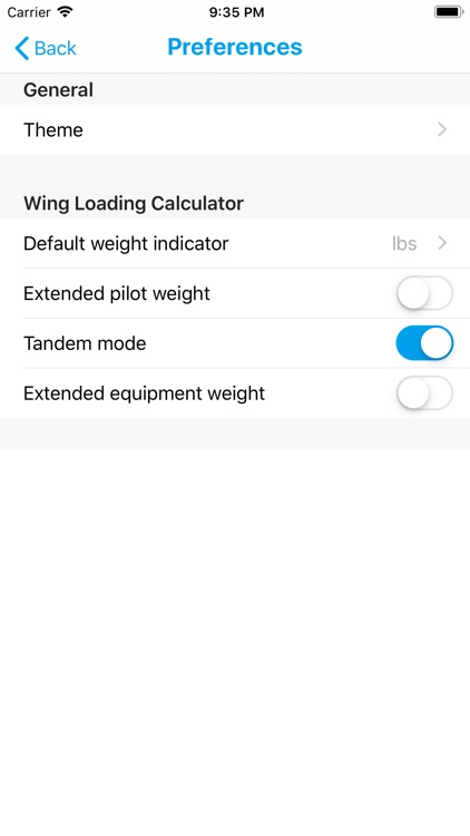 Fancy Wingloading Calculator