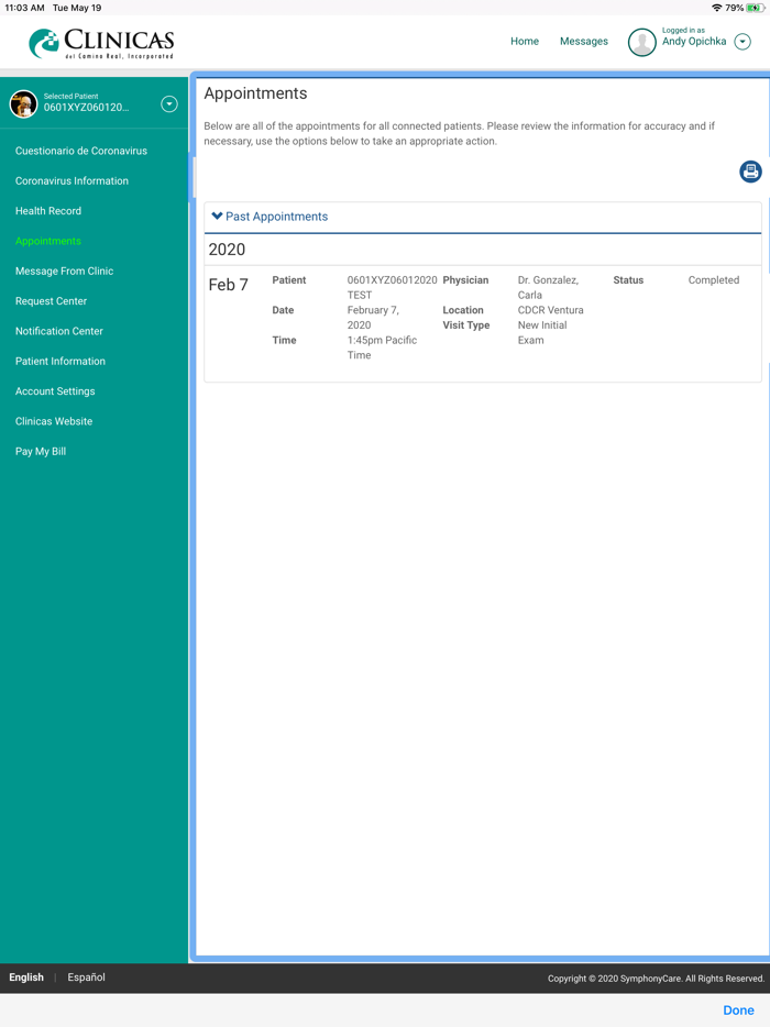 Clinicas Patient Portal