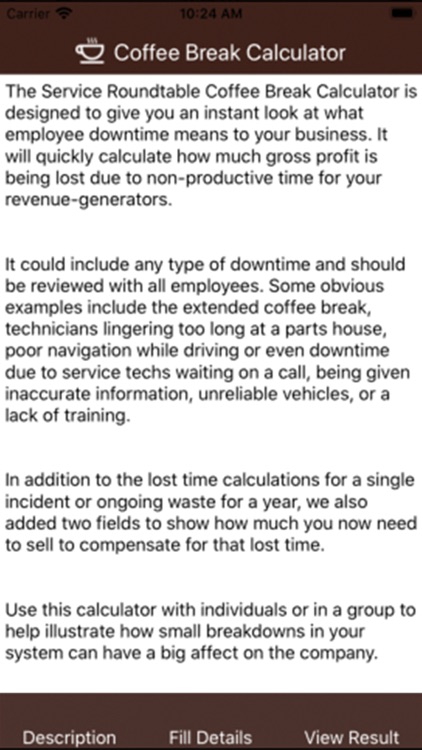 Coffee Break Calculator