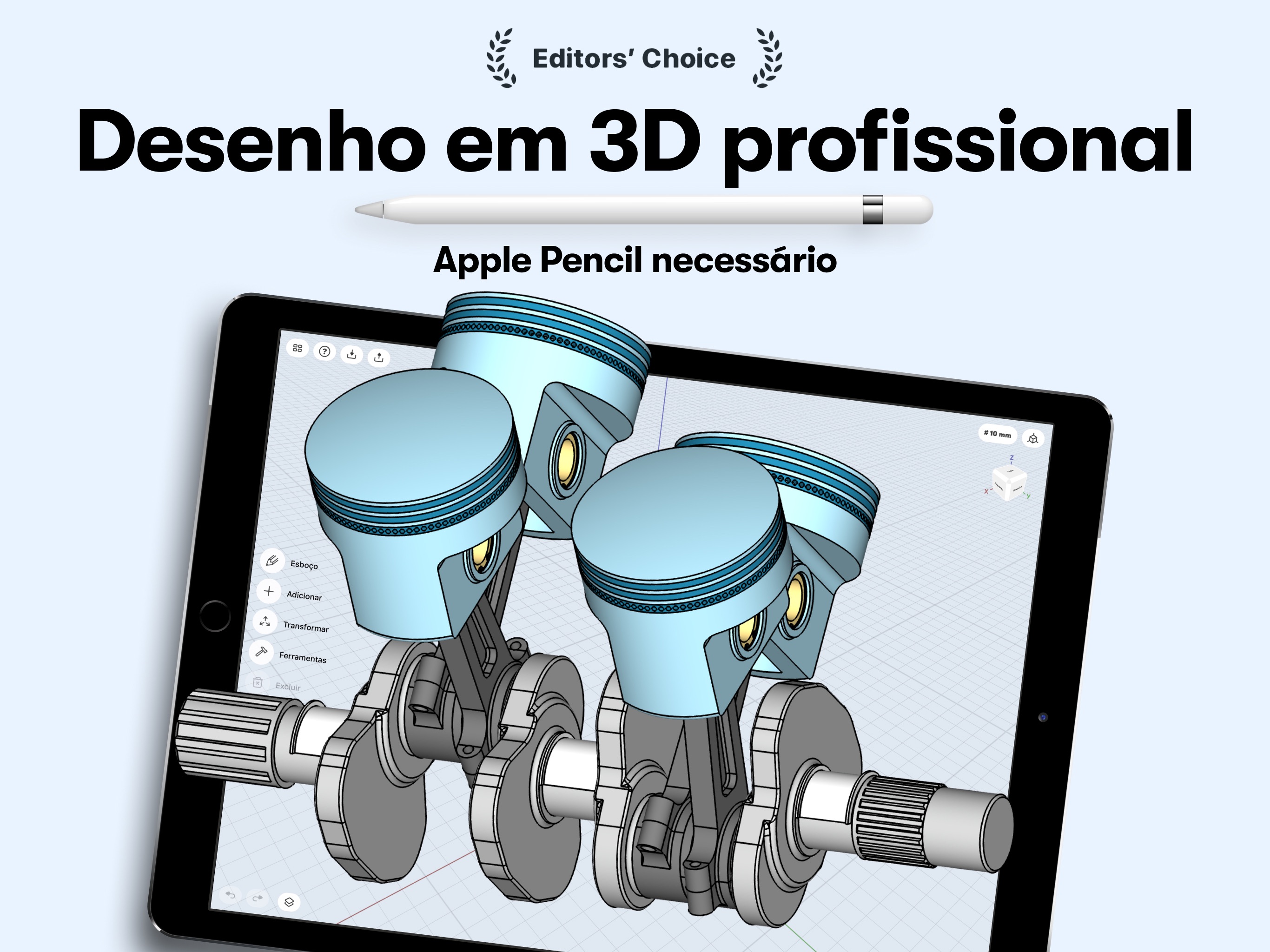 Screenshot do app Shapr: CAD para modelagem 3D
