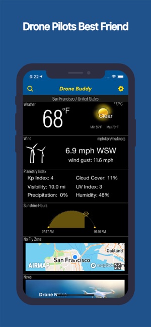 無人機助手 - 天氣，風速和禁飛區(圖1)-速報App