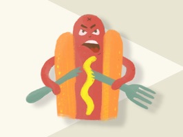Enclosed in this sticker pack are 14 images of wacky cartoon hotdogs and sausages intended to comedically represent people