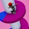 Exciting adventure of the bouncing characters through the spiral tower
