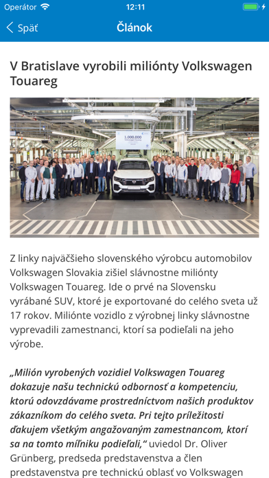 VW SK, zamestnanecká aplikácia screenshot 3