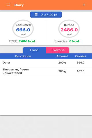 Weight gain, Diet tracker screenshot 3