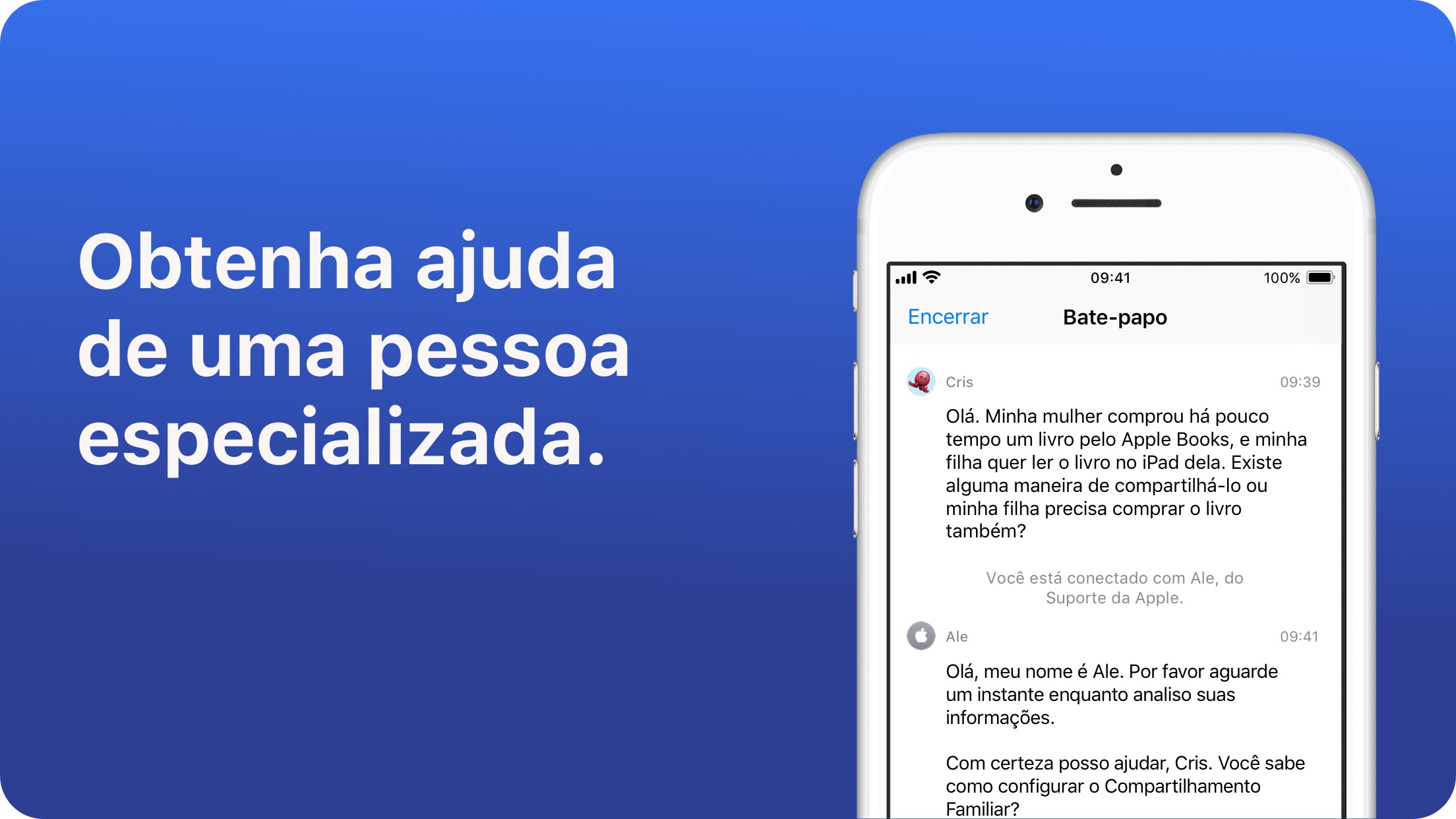 Screenshot do app Suporte da Apple