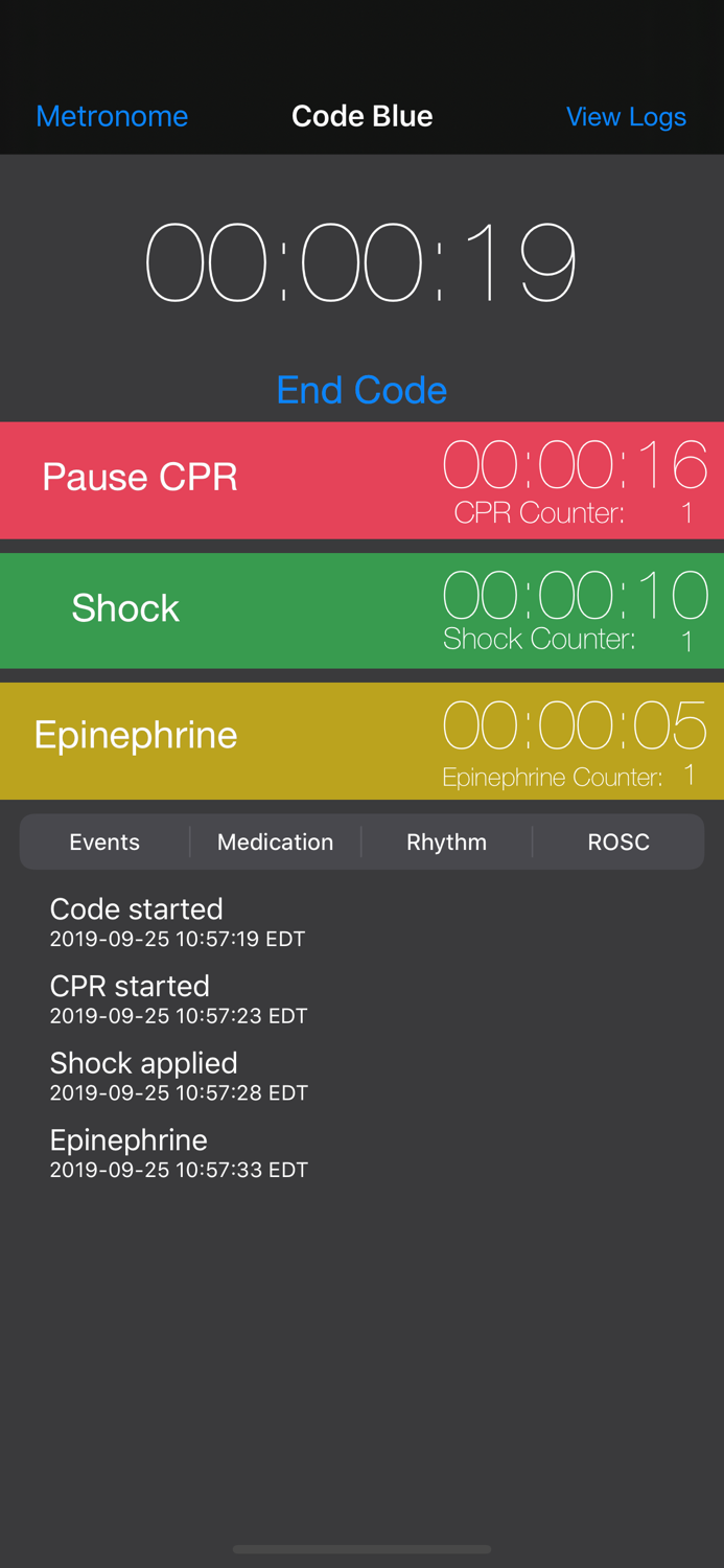 Code Blue CPR Event Timer