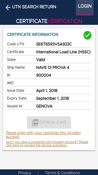 RINA Certificate screenshot 2
