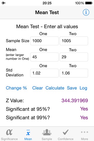 Significance Tester screenshot 2
