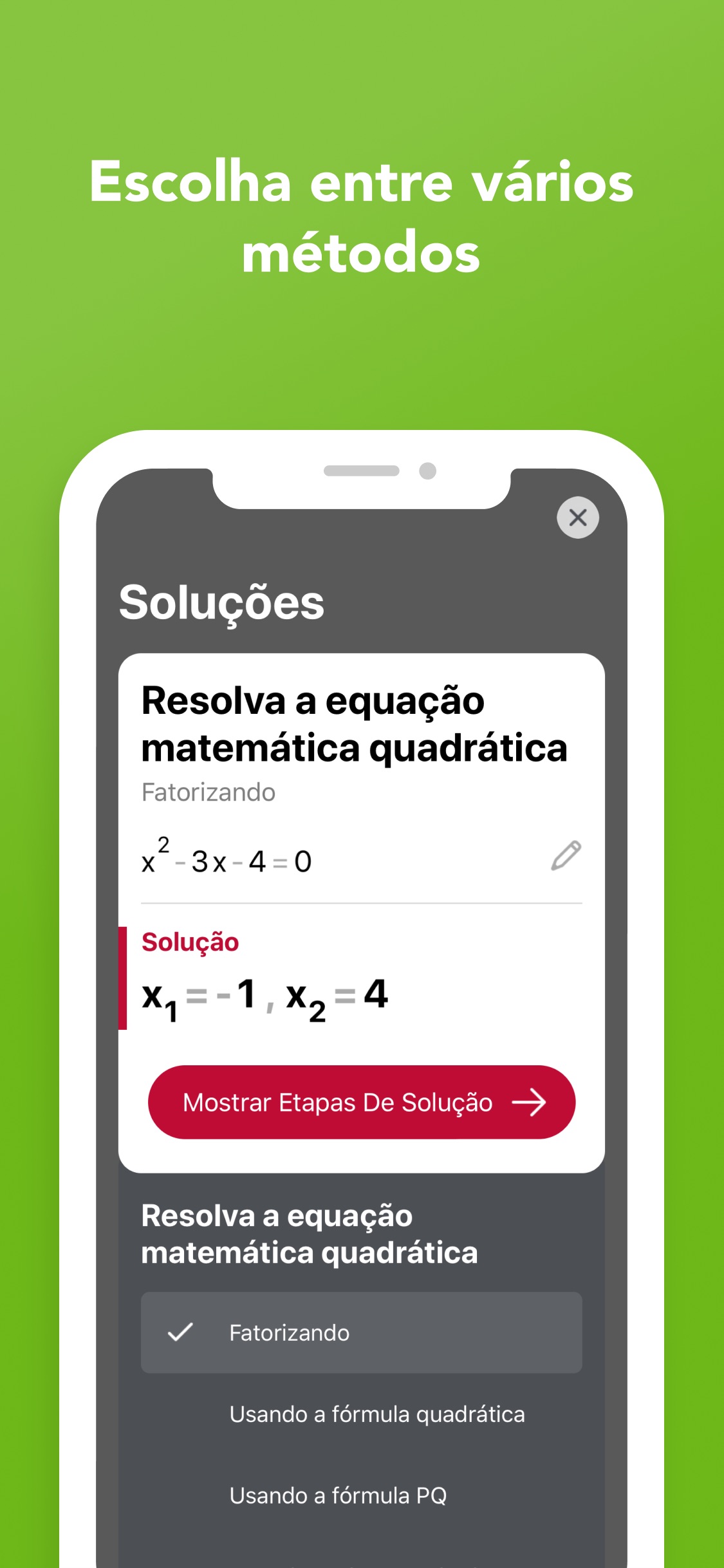 Screenshot do app Photomath