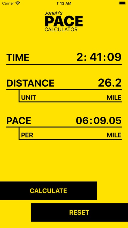 Jonah's Pace Calculator