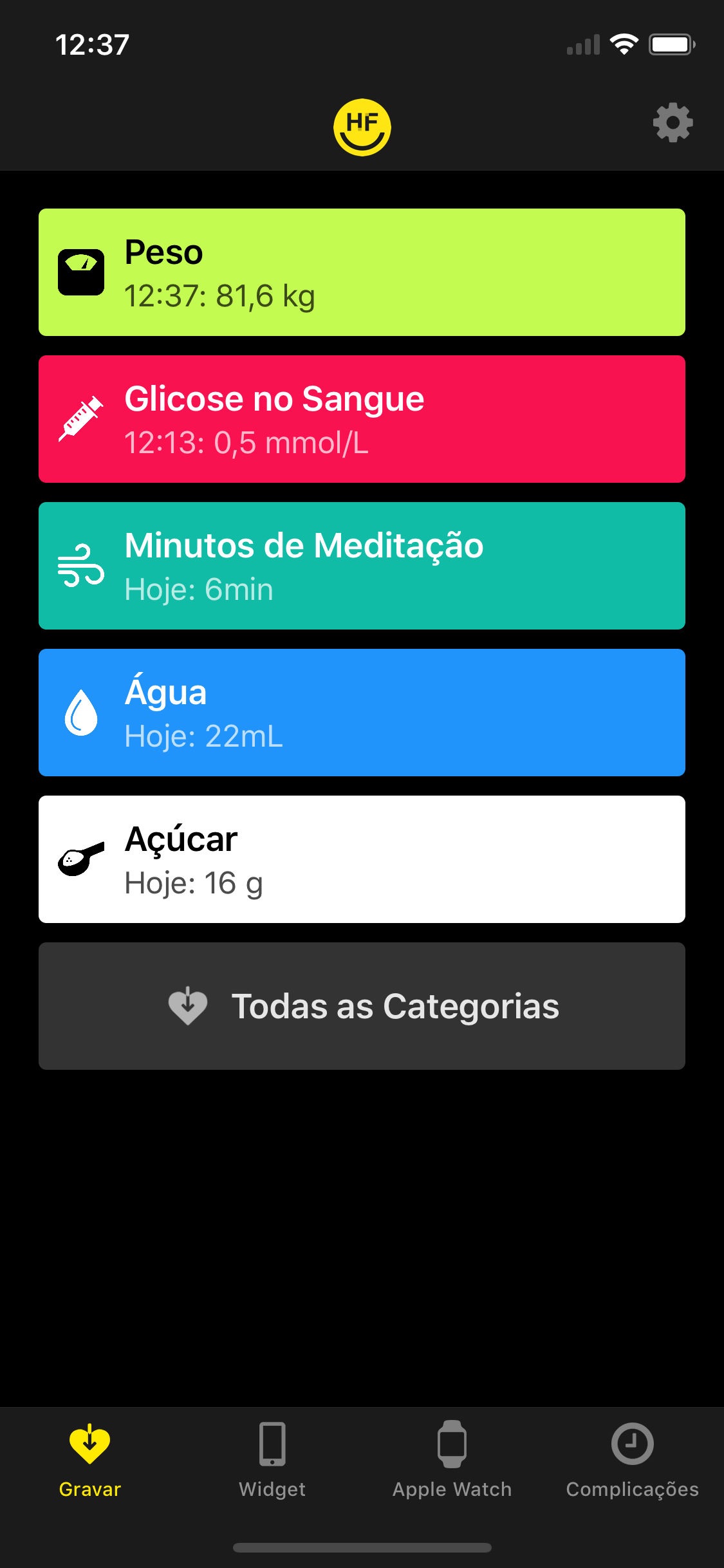 Screenshot do app HealthFace