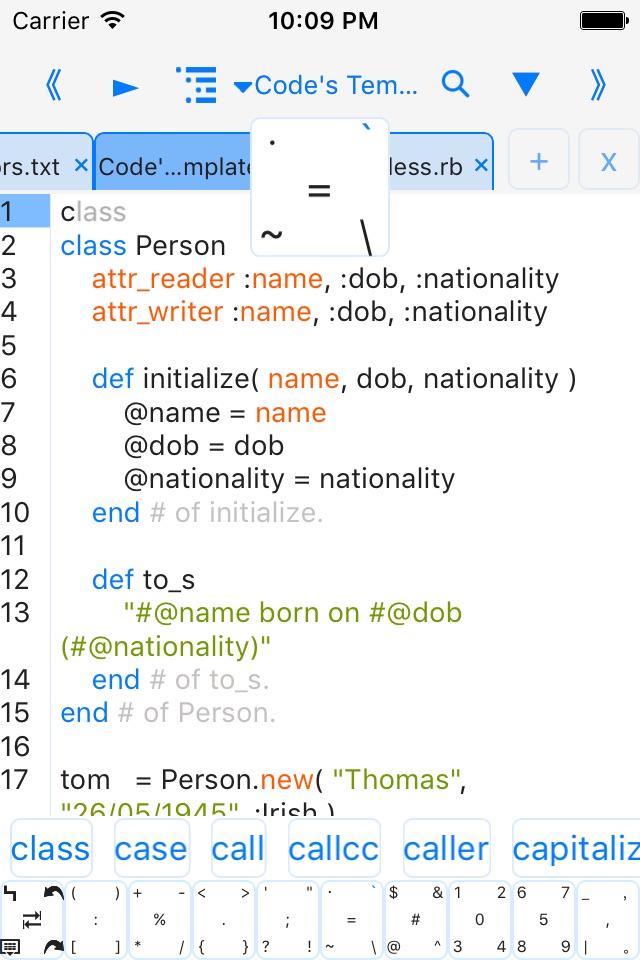 rubyi$-run code, autocomplete screenshot 3