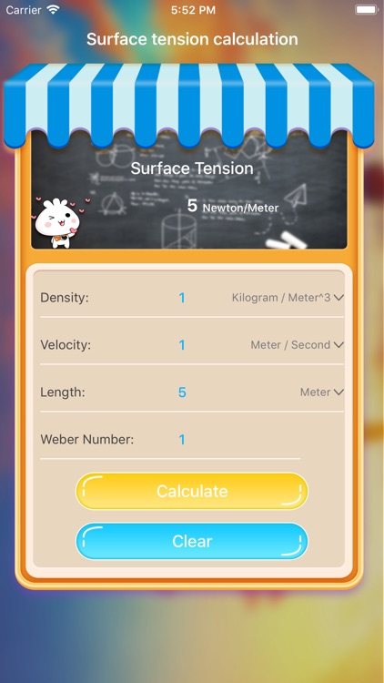 Surface tension calculation