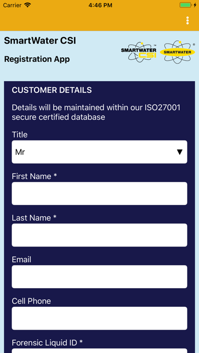 SmartWater Registration screenshot 2
