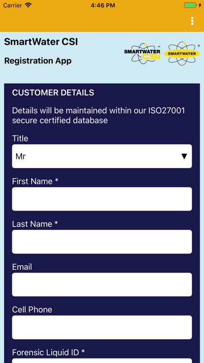 SmartWater CSI Registration