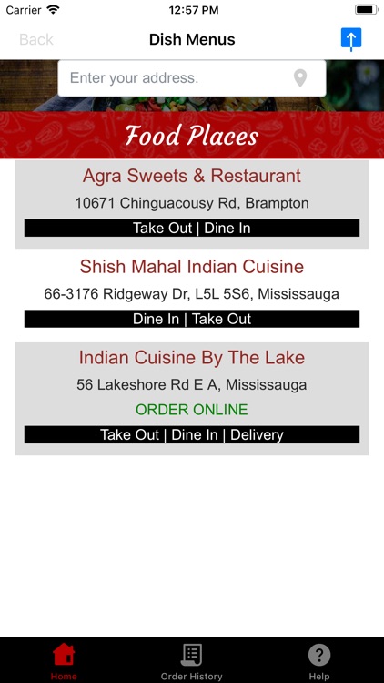 Dish Menus