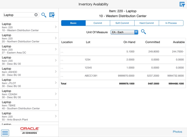 Inventory Availability JDE-E1