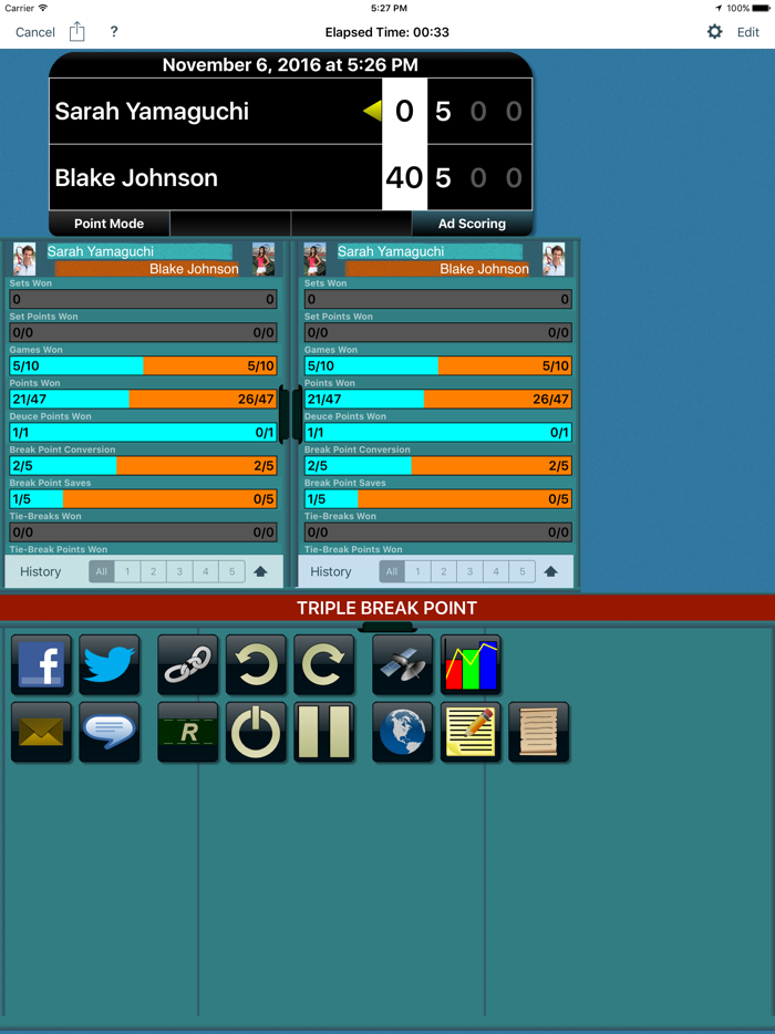 Tennis Score Tracker Blue