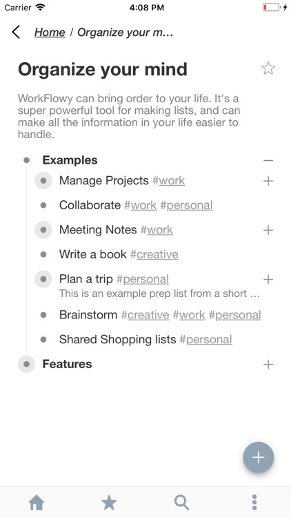 WorkFlowy: Note, List, Outline