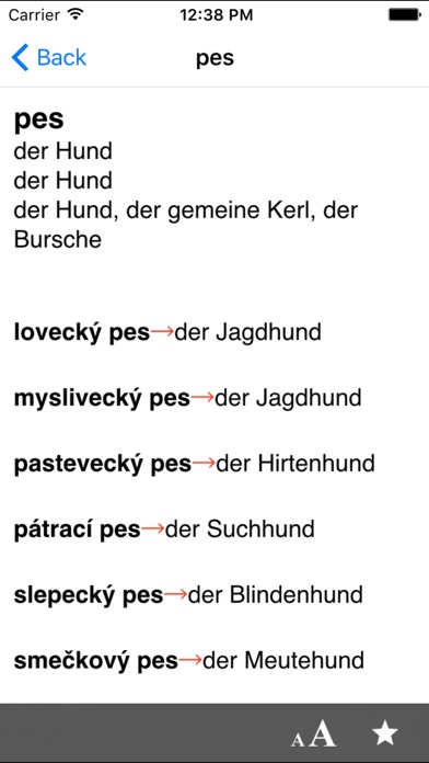 Czech-German dictionary Screenshots