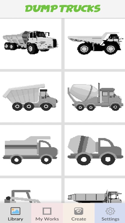 PixelArt Coloring Dump Trucks