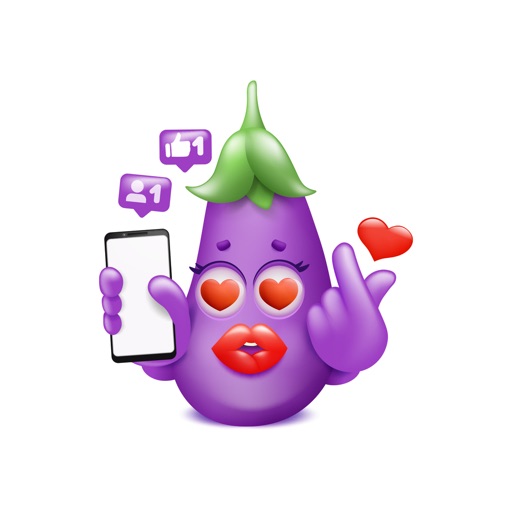 Eggplant 3D Emoji Stickers App