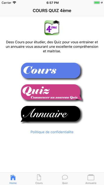 COURS QUIZ 4ème