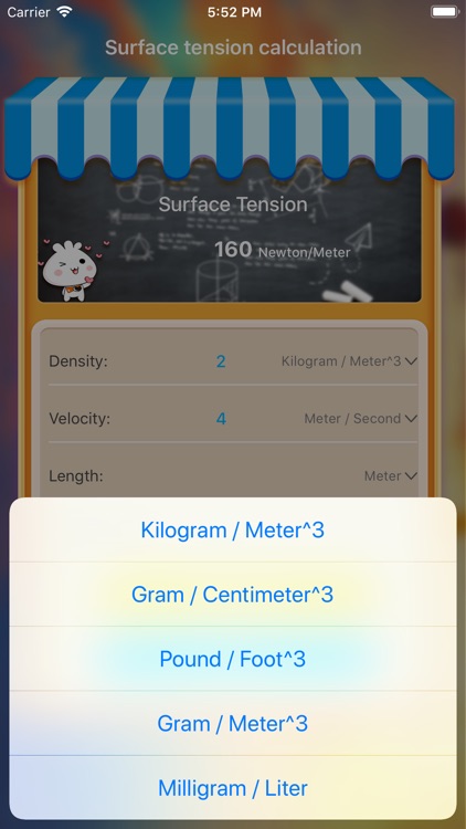 Surface tension calculation