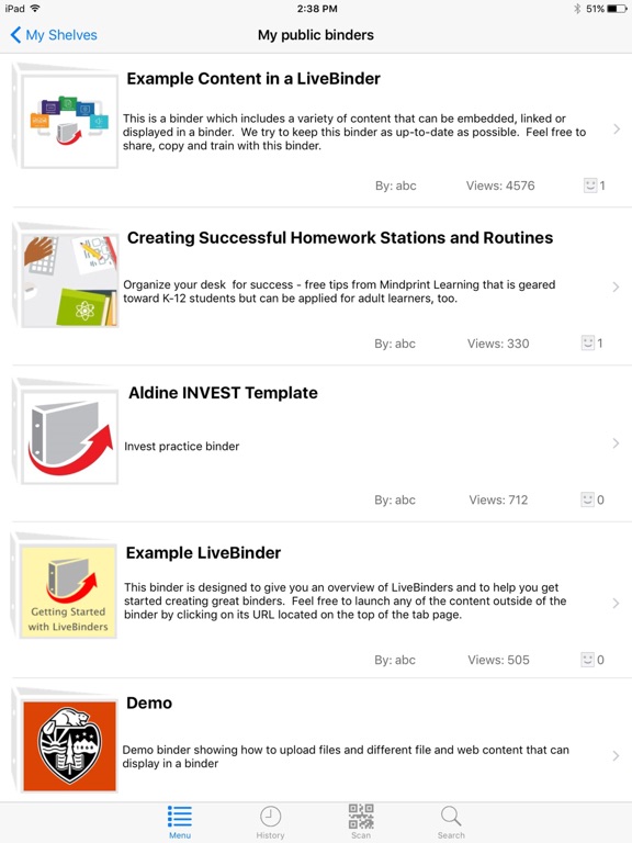 LiveBinders Screenshot 2