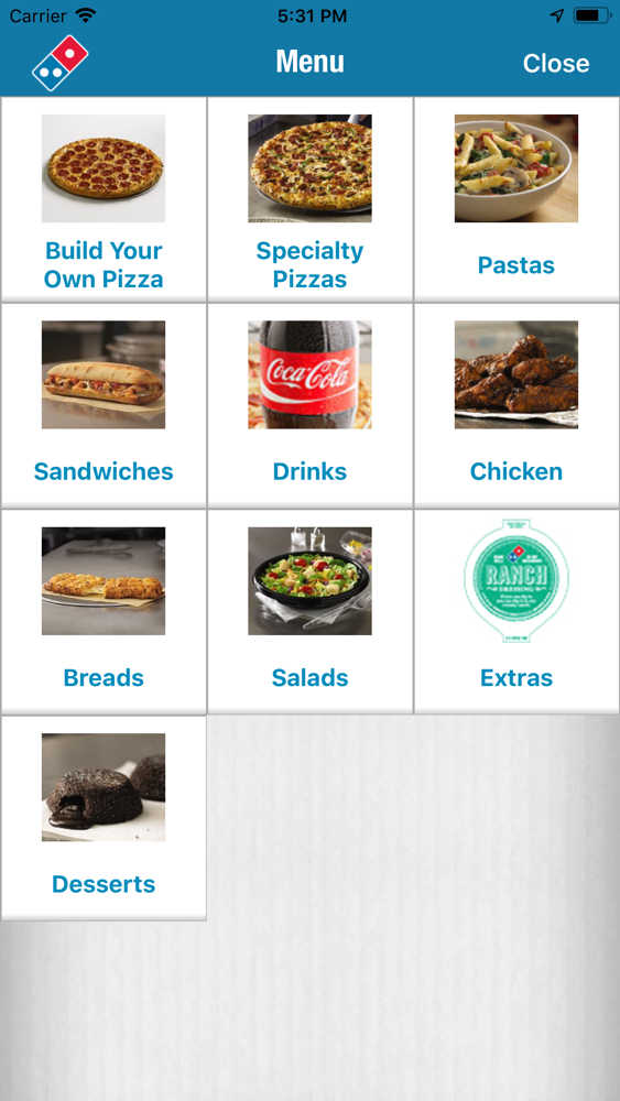 Domino S Pizza Size Chart