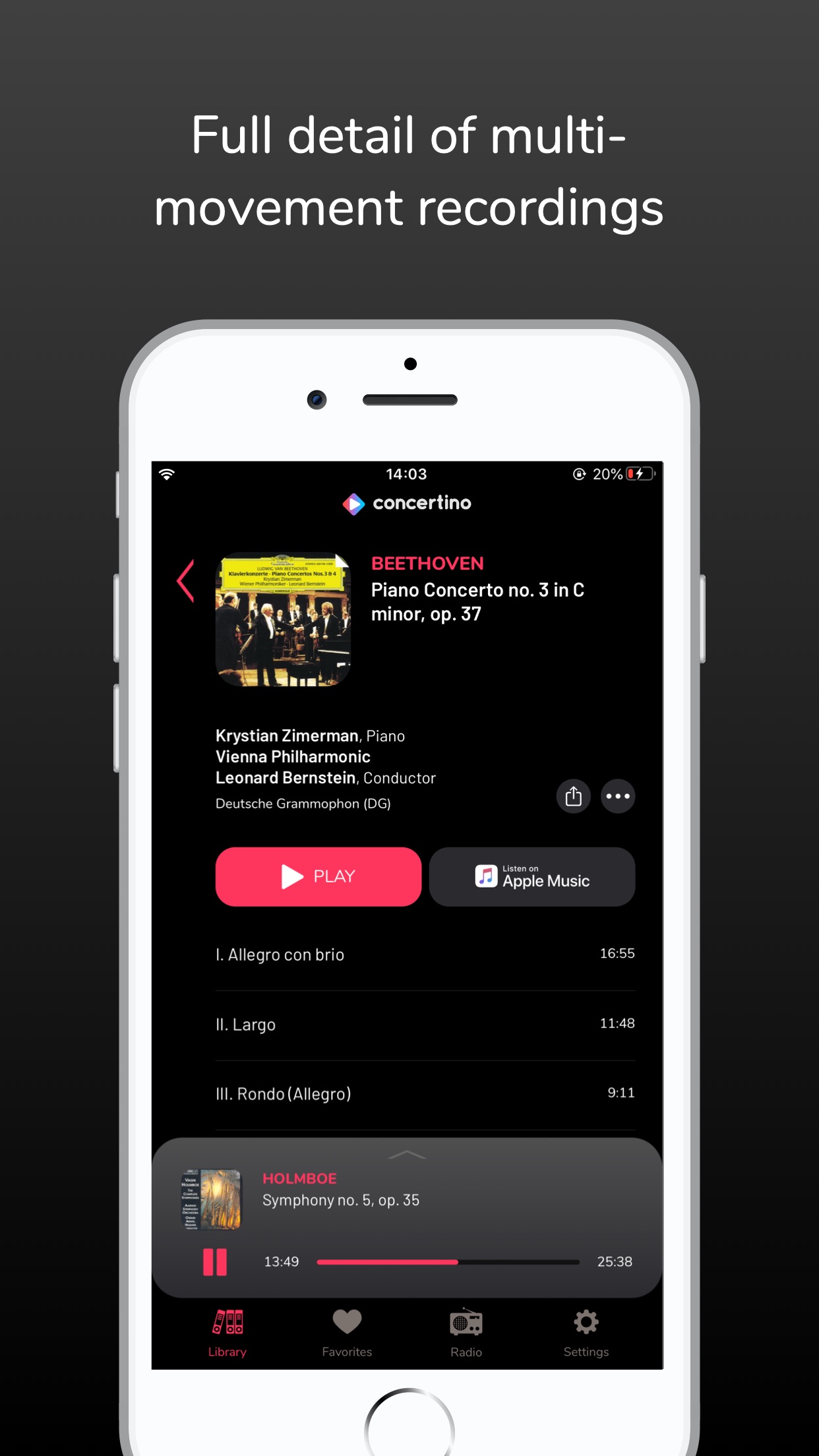 Screenshot do app Concertino
