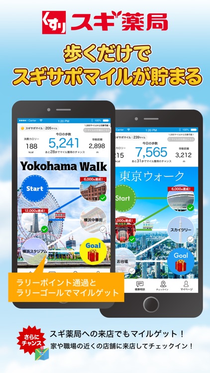 スギサポ walk :歩くだけでスギサポマイルが貯まる!
