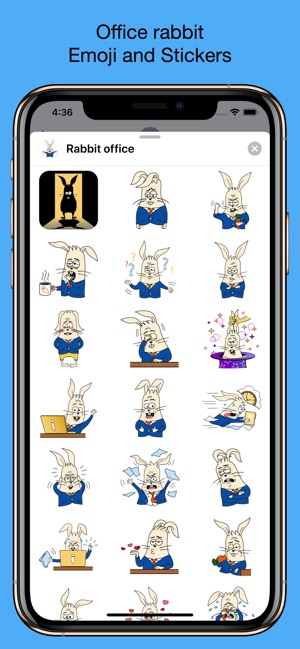 Office Rabbit emoji stickers