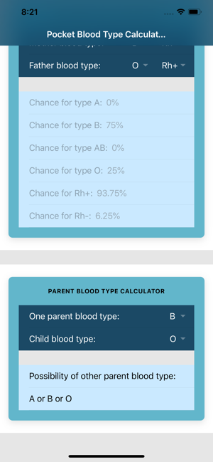 Pocket Blood Type Calculator(圖2)-速報App