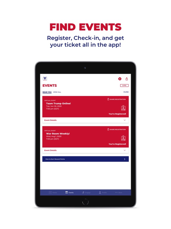 iPad Image of Official Trump 2020 App