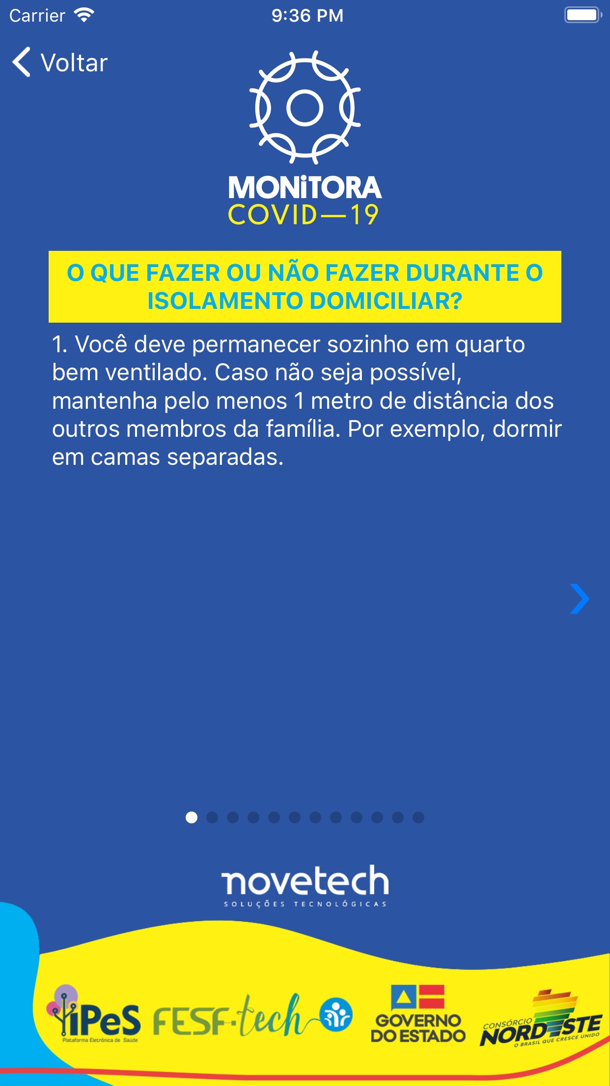 Screenshot do app Monitora Covid-19