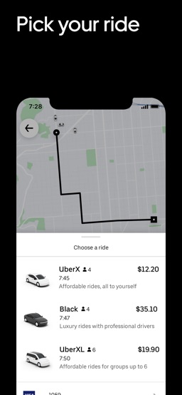 Uber app screenshot