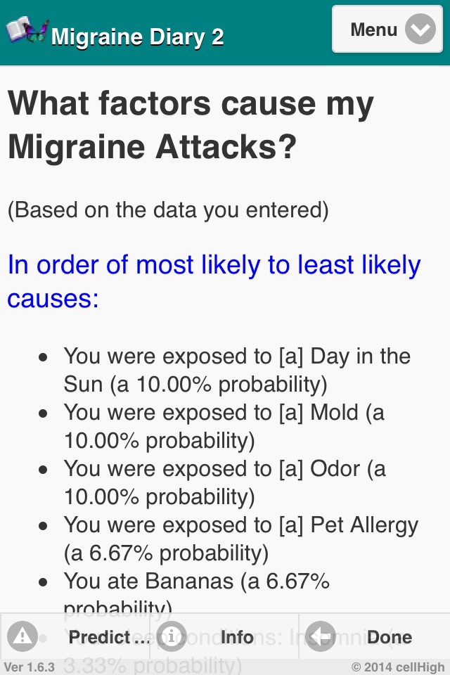 Migraine Diary 2 screenshot 2