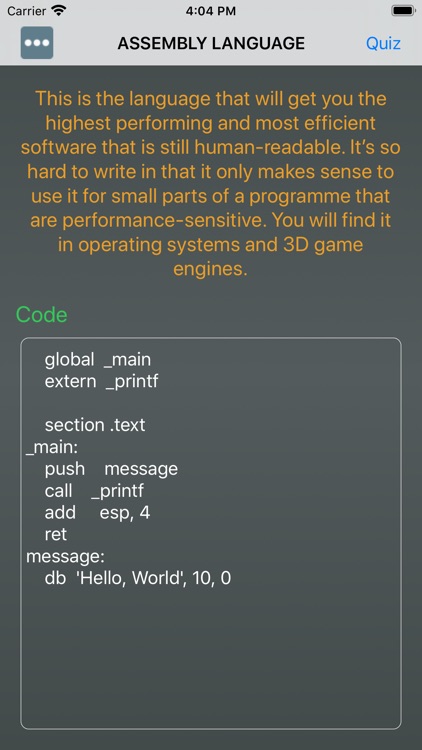 Hello world in programmings