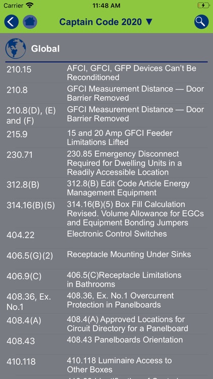 Captain Code NEC Code Changes