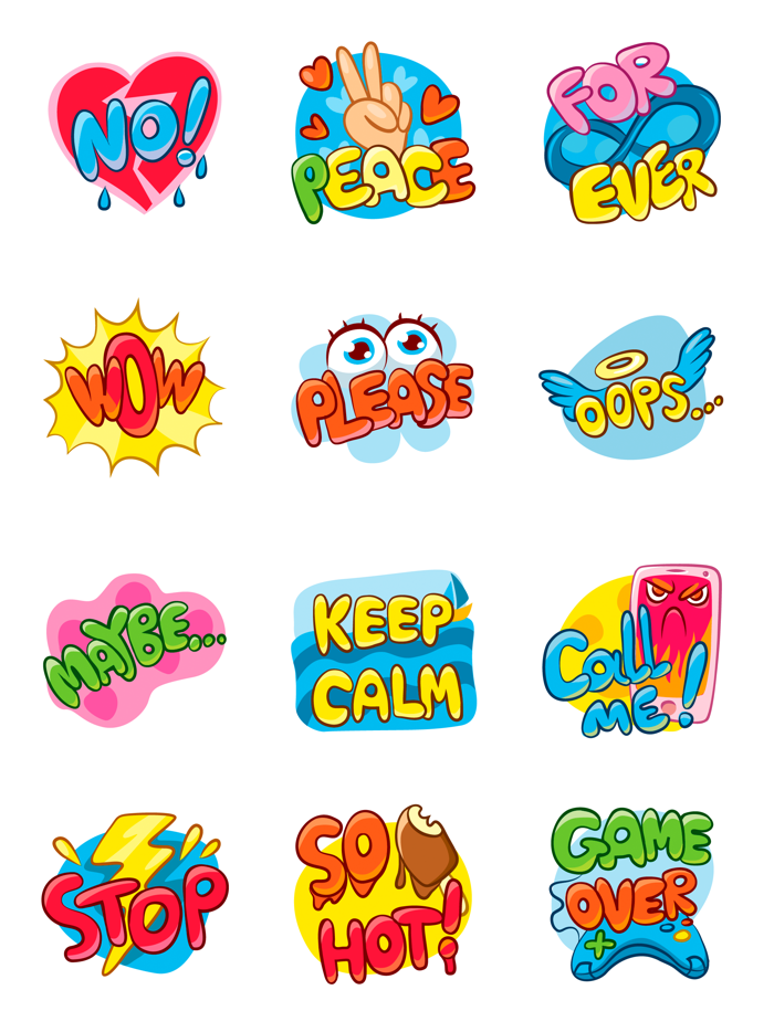 Comic Words Text Sticker Pack