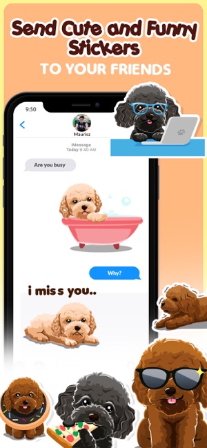 Toy Poodle Dog Emojis Stickers(圖4)-速報App