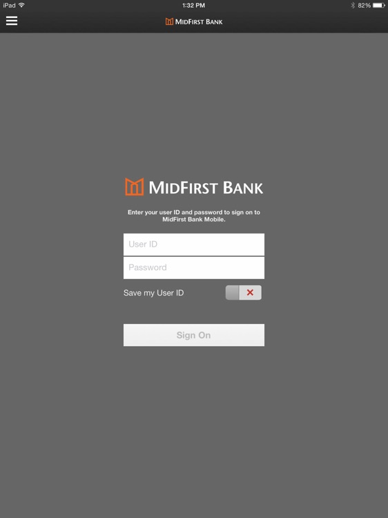 MidFirst Bank Mobile for iPad