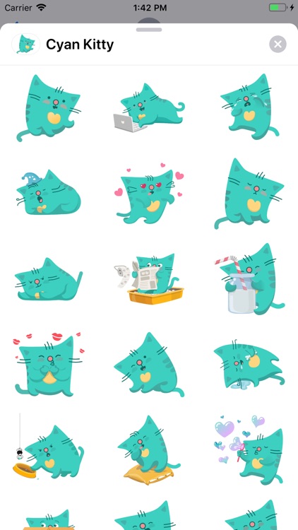 Cyan Kitty Sticker Pack