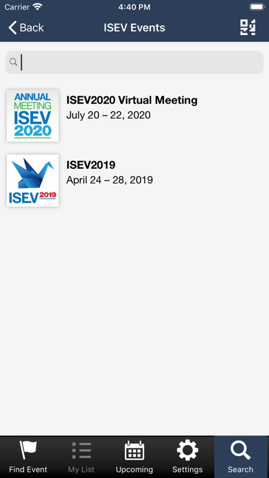 ISEV Events screenshot 2