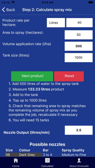 Boom Spray Mix calculator screenshot 3